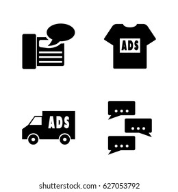 Advertisements. Simple Related Vector Icons Set for Video, Mobile Apps, Web Sites, Print Projects and Your Design. Black Flat Illustration on White Background.