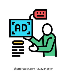 advertiser of ad placement color icon vector. advertiser of ad placement sign. isolated symbol illustration