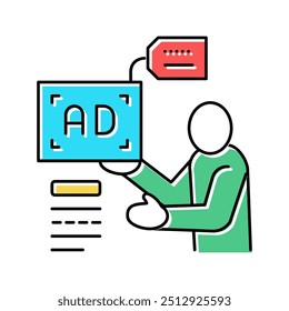 advertiser of ad placement color icon vector. advertiser of ad placement sign. isolated symbol illustration