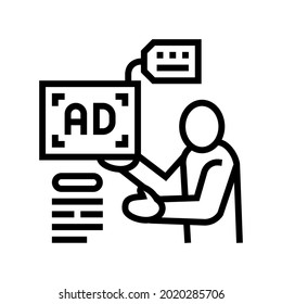 advertiser of ad placement line icon vector. advertiser of ad placement sign. isolated contour symbol black illustration