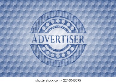 Advertiser blue polygonal emblem. Vector Illustration. Detailed. 