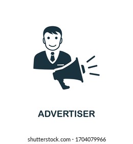 Icono de anunciante. Elemento simple de la colección de marketing afiliado. Icono de anunciante relleno para plantillas, infografías y más.