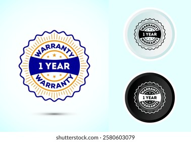 Advertising 1 year warranty label, icon, logo, badge, symbol design