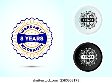 Advertising 8 years warranty label, icon, logo, badge, symbol design