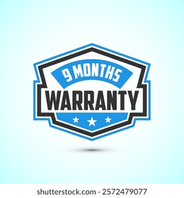 Advertising 9 months warranty emblem for label, icon, logo, badge, symbol