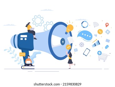 Advertising or ADS Vector Illustration for Mobile Social Media, Campaign, Business Promotion, Brand and Digital Marketing in Flat Cartoon Style