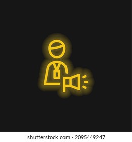 Advertising Agency Account Executive Yellow Glowing Neon Icon