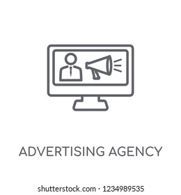 advertising agency linear icon. Modern outline advertising agency logo concept on white background from General collection. Suitable for use on web apps, mobile apps and print media.