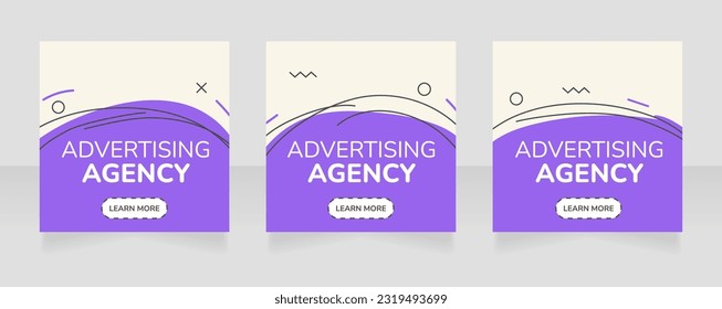 Advertising agency square web banner design template. Vector flyer with text space. Advertising placard with customized copyspace. Promotional printable poster for advertising. Graphic layout