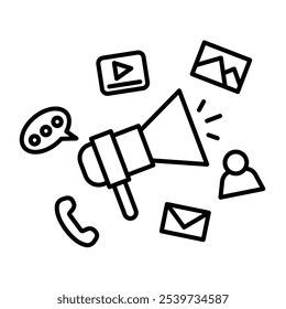 Publicidad en todas las plataformas de medios. Concepto para la ilustración publicitaria.

