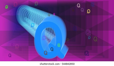 advertising with alphabet and model, thin Q