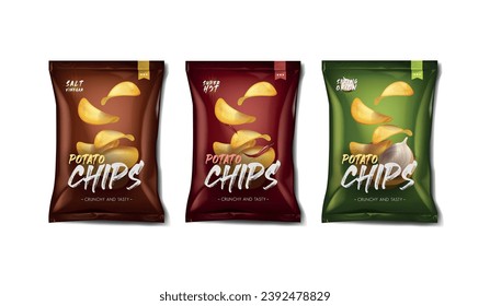 Advertising bag of potato chips set.