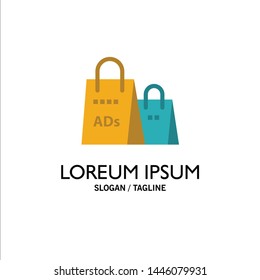 Advertising, Bag, Purse, Shopping Ad, Shopping Business Logo Template. Flat Color