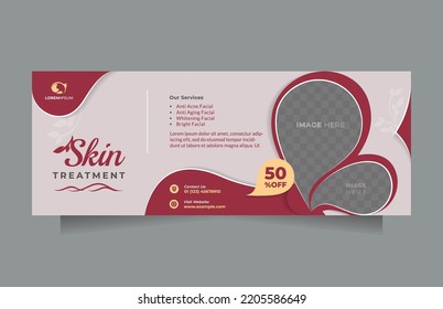 Advertising Banner For Beauty Store, Blog, Offers And Promotion. Horizontal Social Media Banner For Beauty Skin Clinic Center, Cosmetic Products, Natural Products, Medical Spa, Skin Care, Beautician