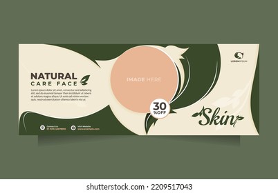 Advertising Banner For Beauty Store, Blog, Offers And Promotion. Beautiful Green Social Media Banner For Skin Clinic Center, Cosmetic Products, Natural Products, Medical Spa, Skin Care, Beautician