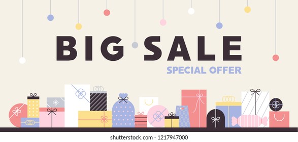 Advertising banner for Big Sale Festival. flat design style vector graphic illustration.