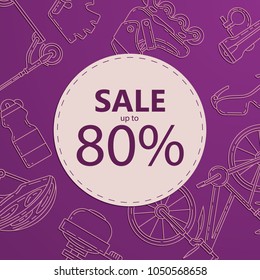 Advertising banner design for bicycle sale. Active lifestyle promotional square background. Perfect for discount, seasonal sale, special offer design.
