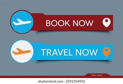 Advertising banner design for travel agency and air travel.