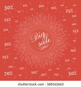 The advertising banner of discounts in shops. The effect of the explosion in the form of sunlight. The ability to place your own text.
