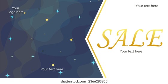 Advertising Banner Flyer Isolated On Stars Fog Night Sky Vector Horoscope Lunar Astrology Mystical Abstract Background