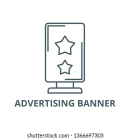 Advertising banner line icon, vector. Advertising banner outline sign, concept symbol, flat illustration