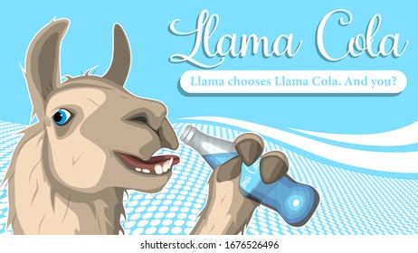 Advertising banner with a llama. Llama Lemonade.
