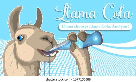 Advertising banner with a llama. Llama Lemonade.