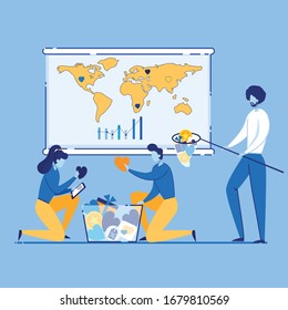 Advertising Banner Pricing and Marketing Flat. Choice Business Partners that Company can Serve Better than others. People Collect Bonuses and Hearts from World Map. Vector Illustration.