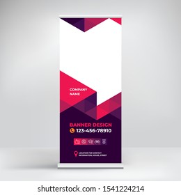 Advertising banner roll-up, modern design for business presentations, conferences, seminars, banner template to promote products and services.