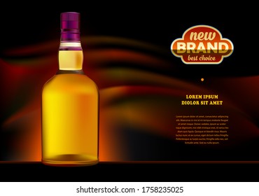 Advertising banner template for alcohol products. Logo and description, copy space.