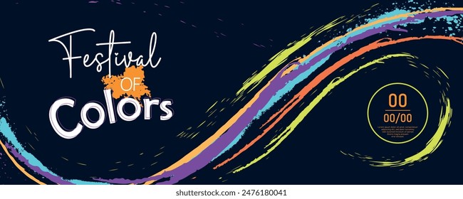 advertising banner template, with many colorful splash for color festival or multicolor events