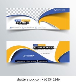 Advertising Banner With Yellow And Blue Detailed