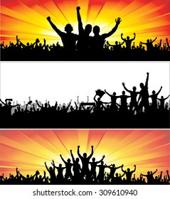 Advertising banners for sports championships and music concerts.