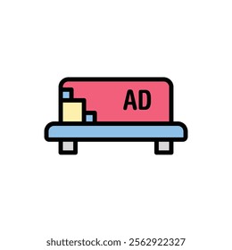 Advertising Bench Icon Vector Illustration