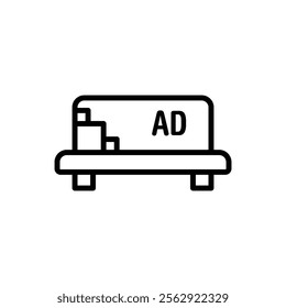 Advertising Bench Outline Icon Vector Illustration