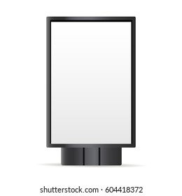 Advertising billboard with blank screen isolated on white background. Vector illustration