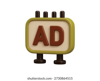 Icono de valla publicitaria Concepto de renderizado 3d de promoción comercial Icono de valla publicitaria Ilustración vectorial