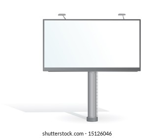 Advertising billboard with lamps on white. Vector illustration