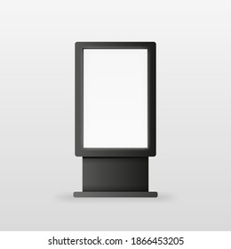Advertising billboard screen in black color on white background. Realistic object. Vector illustration.