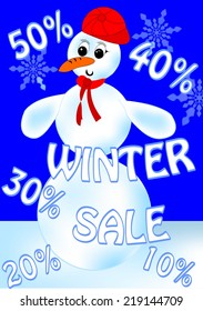 Advertising billboard with a snowman in red cup