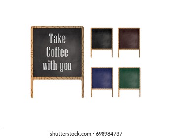 Advertising board for the menu and invitations to the cafe or bar. It is also used as a school board for chalk. Vector illustration.
