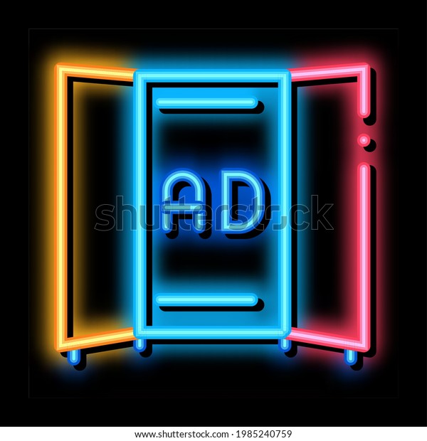 advertising\
booklet neon light sign vector. Glowing bright icon advertising\
booklet sign. transparent symbol\
illustration
