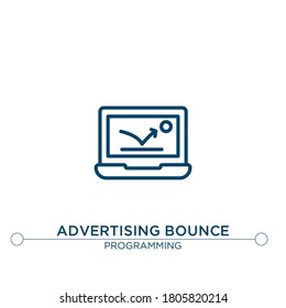 icono de línea vector de rebote publicitario. Ilustración de elemento simple. icono de esquema de rebote publicitario del concepto de programación. Se puede usar para web y móvil
