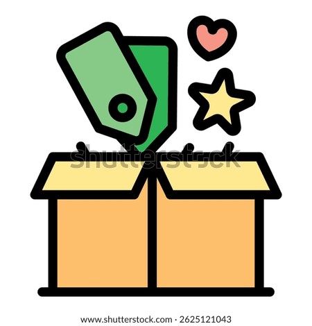 Advertising box icon. Outline advertising box vector icon color flat isolated