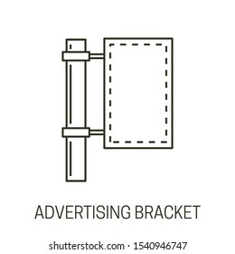 Soporte publicitario o diseño de cartelera, banner de plantilla colgado en el pilar, vector de icono de contorno aislado. Publicidad al aire libre, publicación de fotos y texto, pantalla de acera. Símbolo lineal del afiche promocional