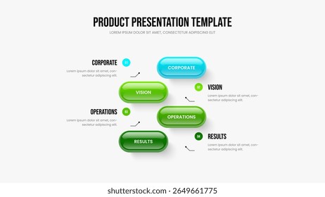 Advertising Briefing Four Element Diagram Slideshow Design. Project Report Presentation Layout Vector Illustration. Marketing Planning 4 Option Infographic Slide Template.