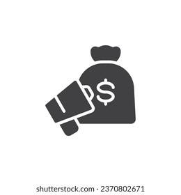 Advertising budget vector icon. Money bag and megaphone filled flat sign for mobile concept and web design. Ad Budget glyph icon. Symbol, logo illustration. Vector graphics