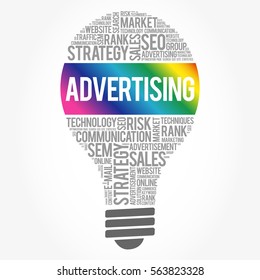 ADVERTISING bulb word cloud, business concept