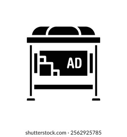 Advertising Bus Stop Filled Icon Vector Illustration