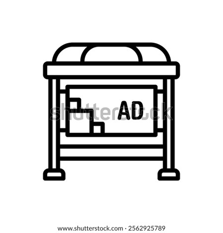 Advertising Bus Stop Outline Icon Vector Illustration